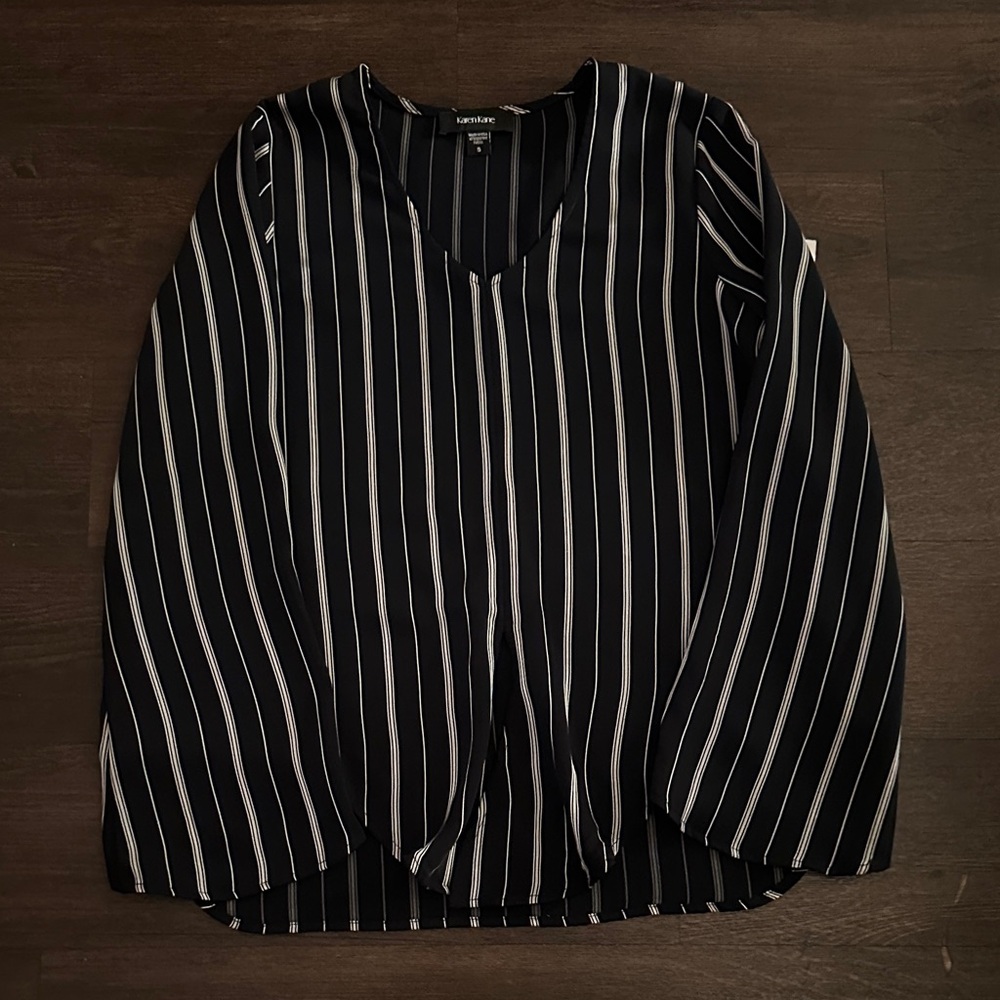 Karen Kane Black and White Striped Blouse